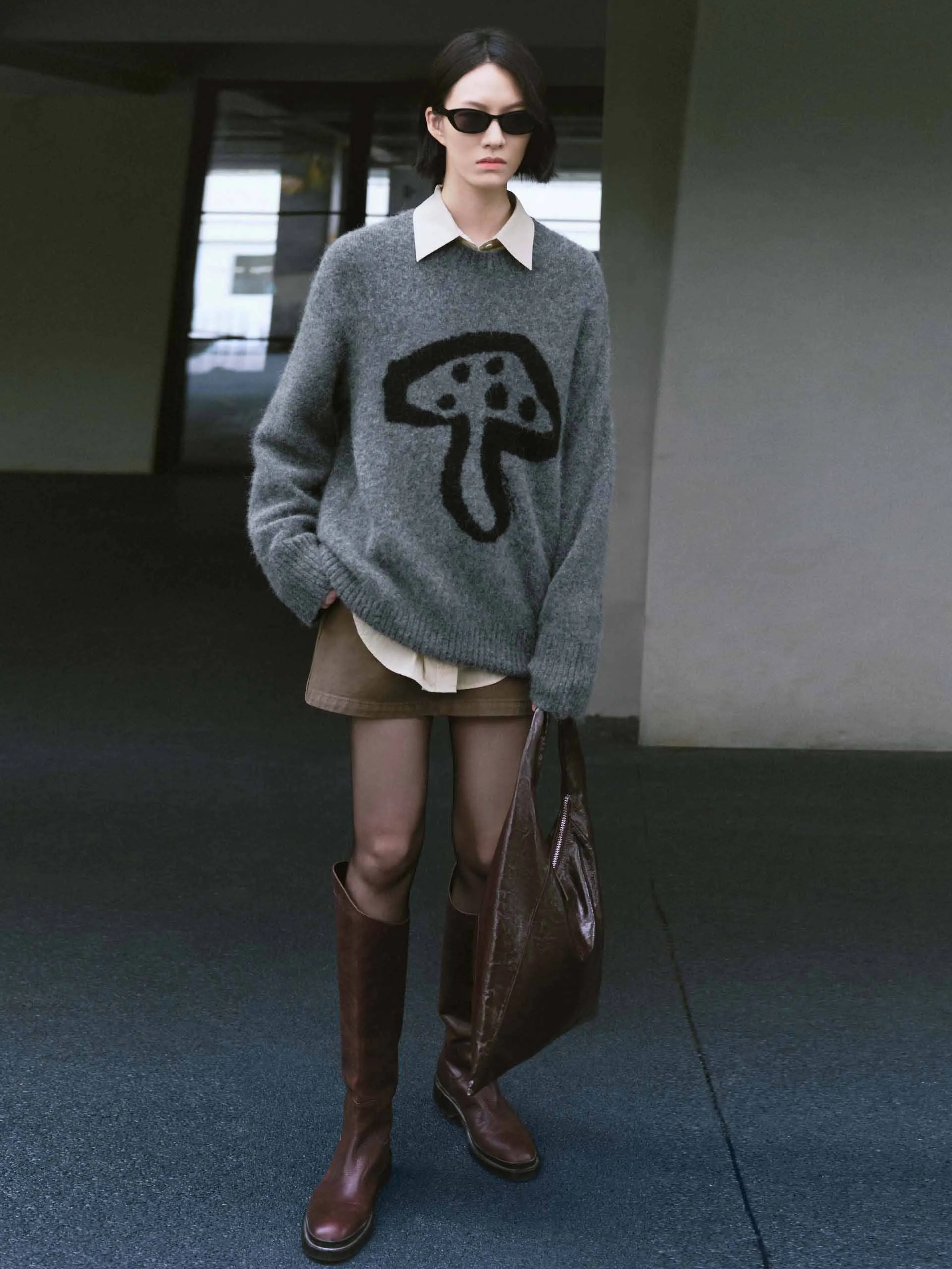 Mushroom Pattern Loose Sweater