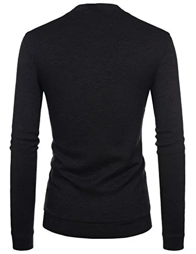 NEARKIN (NKNKCAC1) Mens Knitwear City Casual Slim Cut Long Sleeve Cardigan Sweaters BLACK US L(Tag size L)