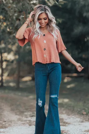 No Troubles Knit Top In Pumpkin