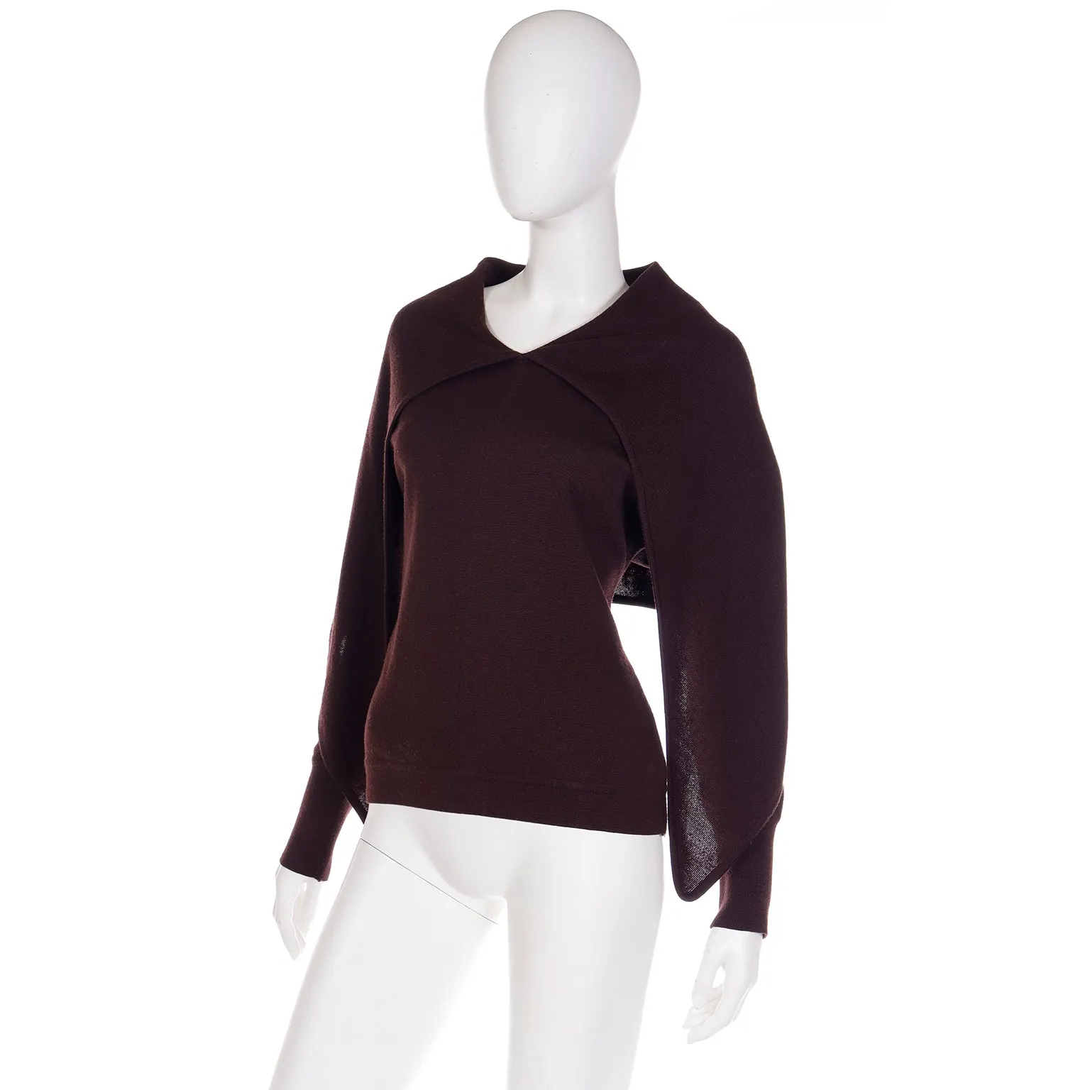 Oxblood Vintage Claude Montana Sweater Jumper w/ Shawl Wrap