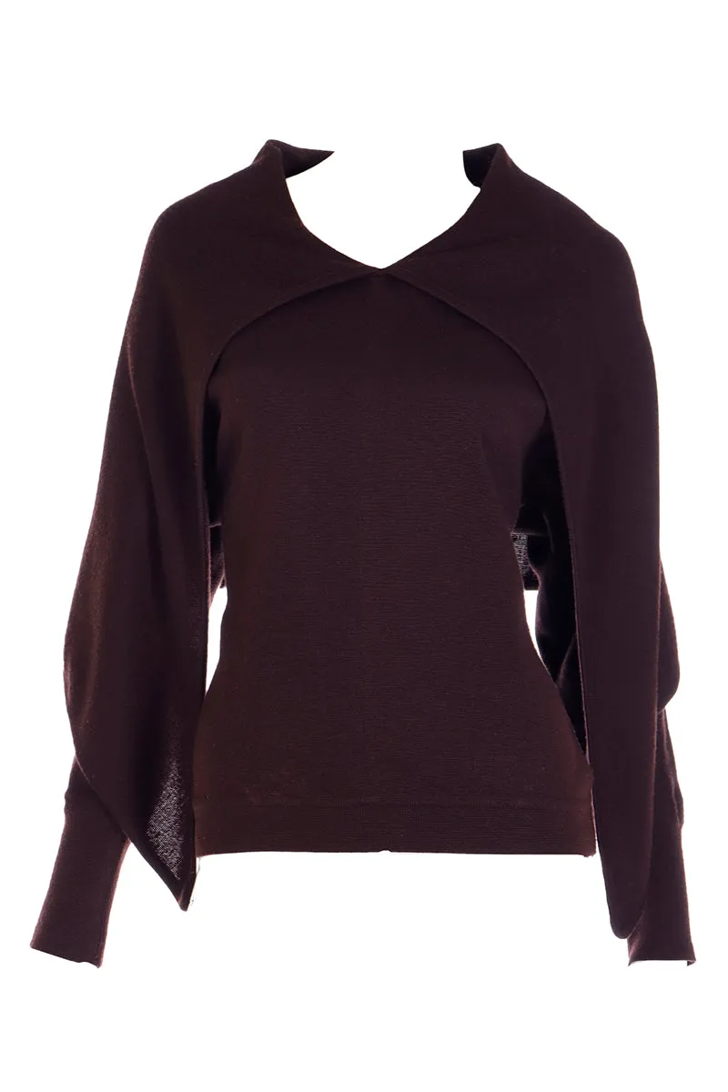Oxblood Vintage Claude Montana Sweater Jumper w/ Shawl Wrap