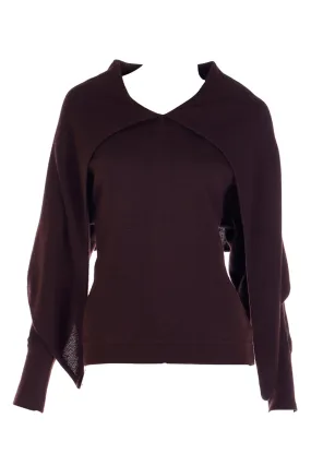 Oxblood Vintage Claude Montana Sweater Jumper w/ Shawl Wrap