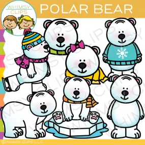 Polar Bear in the Winter Clip Art