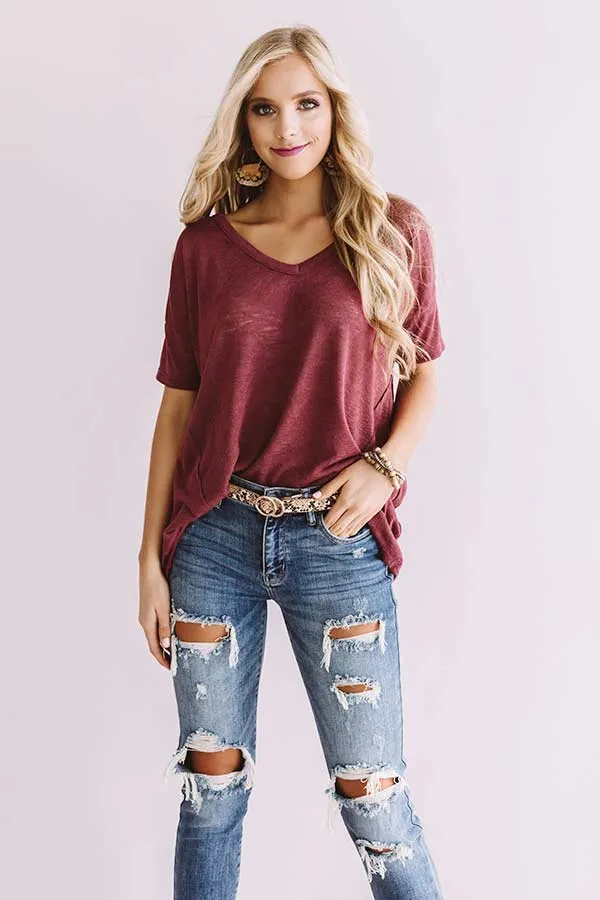 Proud Moment Shift Tee In Sangria