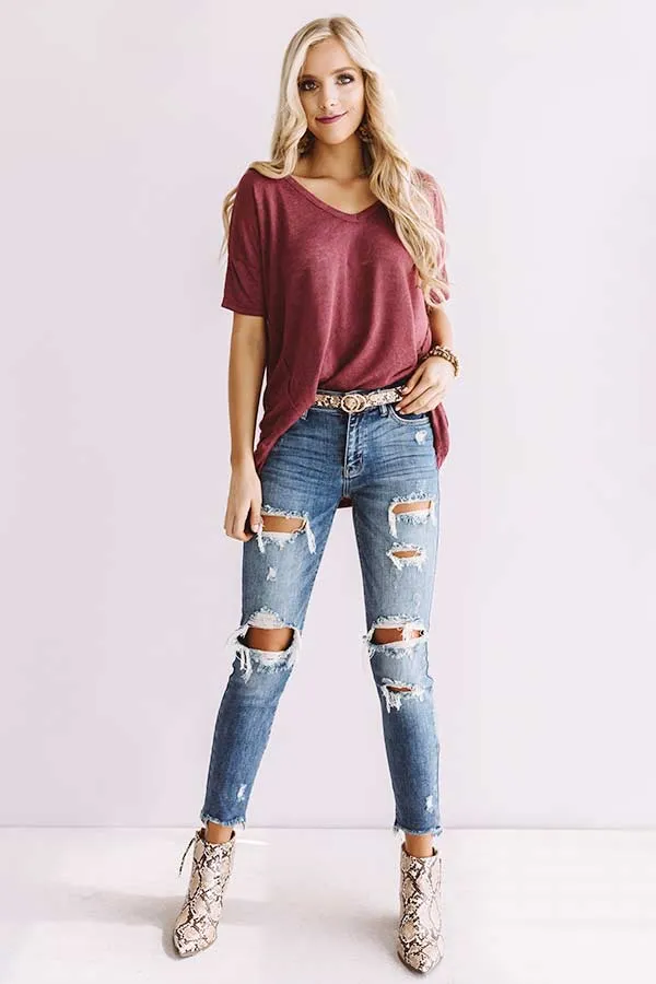 Proud Moment Shift Tee In Sangria