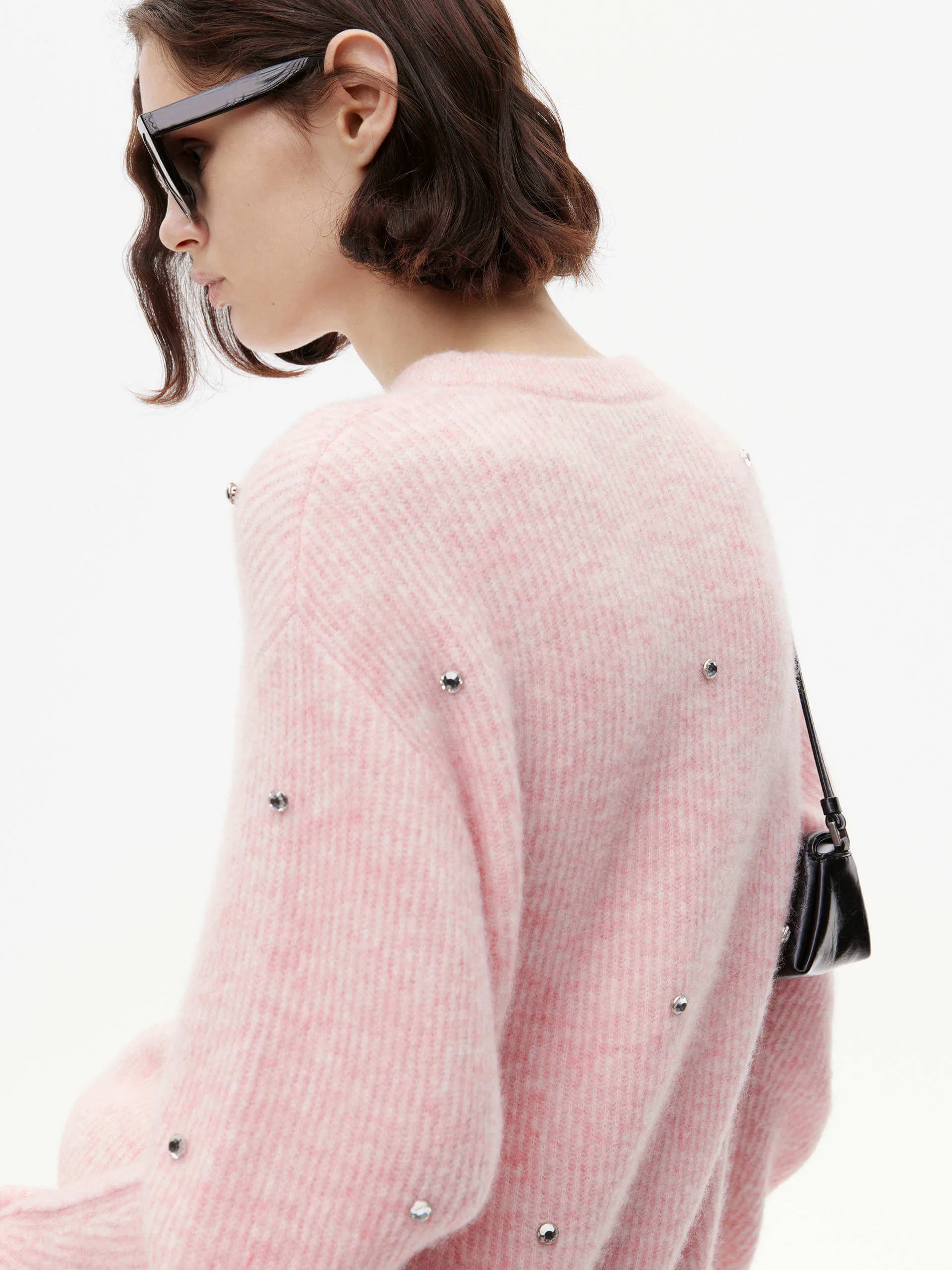 Rhinestone Detail Loose Sweater
