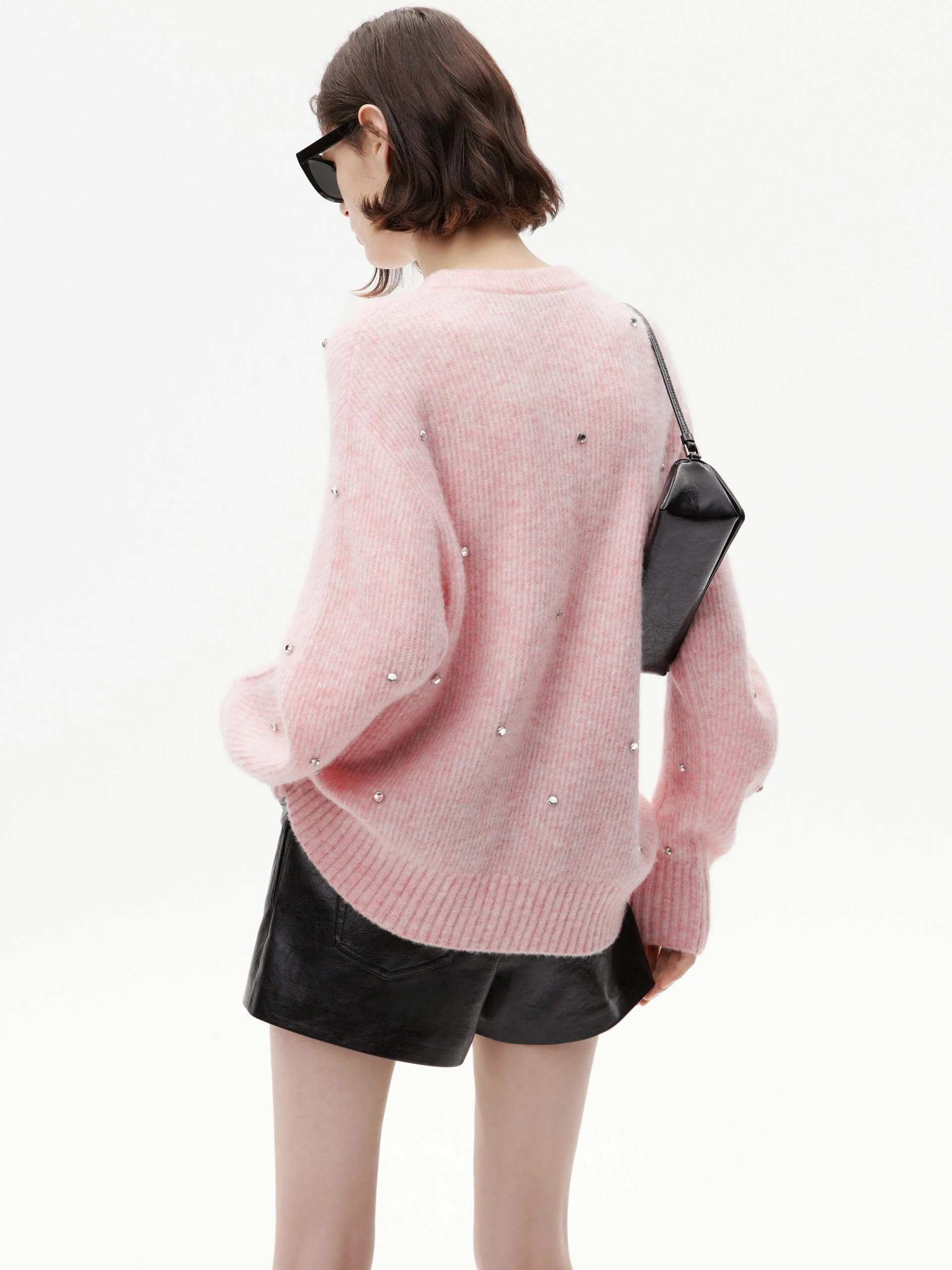 Rhinestone Detail Loose Sweater