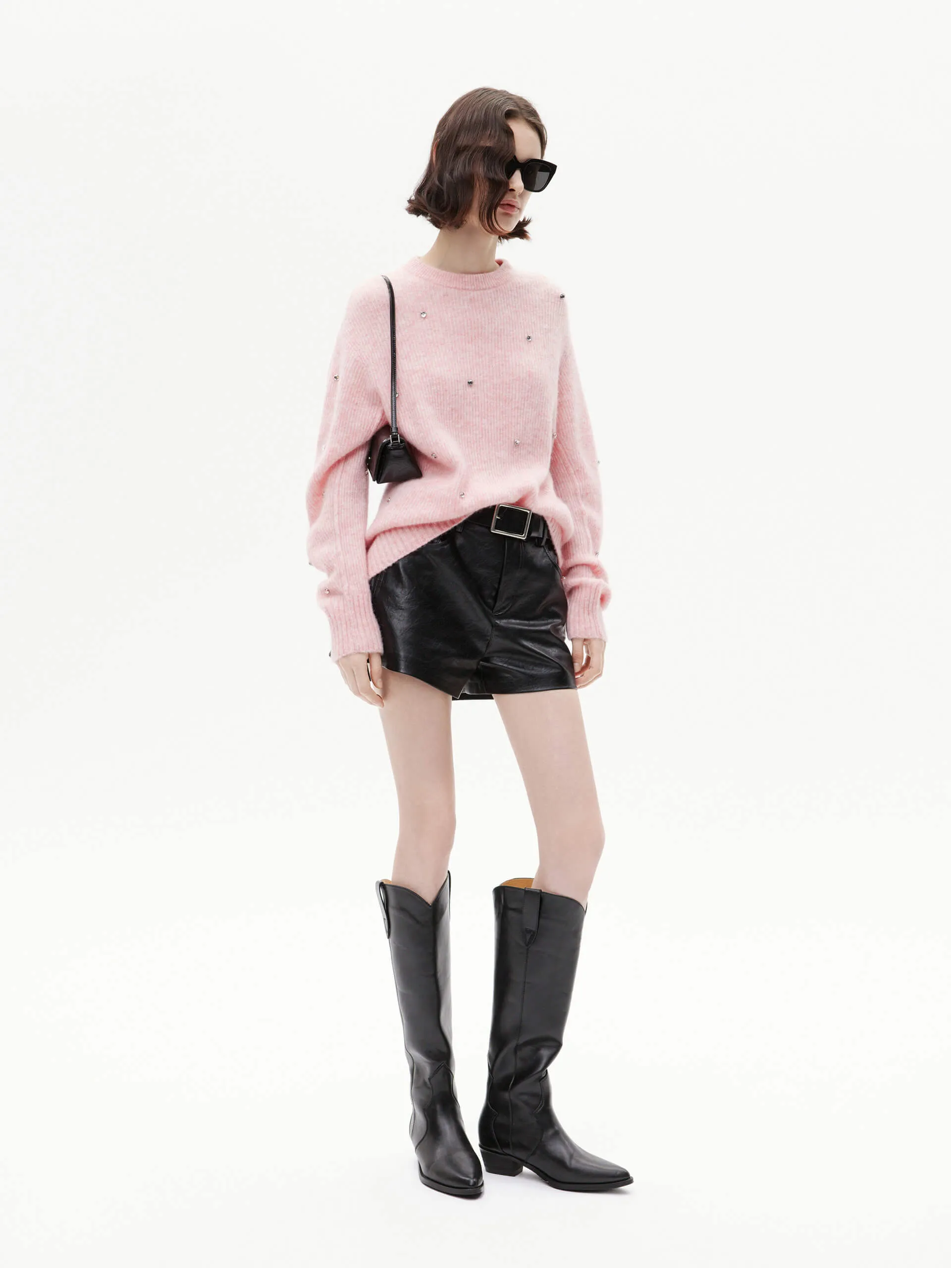 Rhinestone Detail Loose Sweater