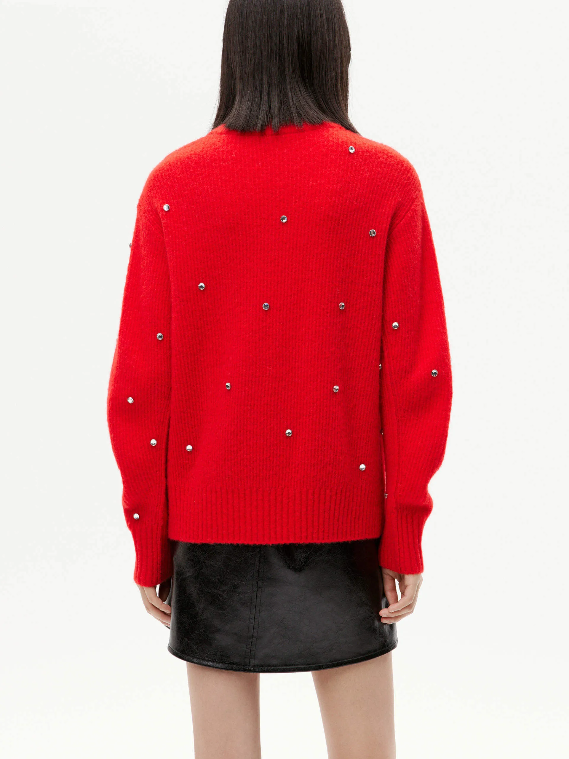 Rhinestone Detail Loose Sweater