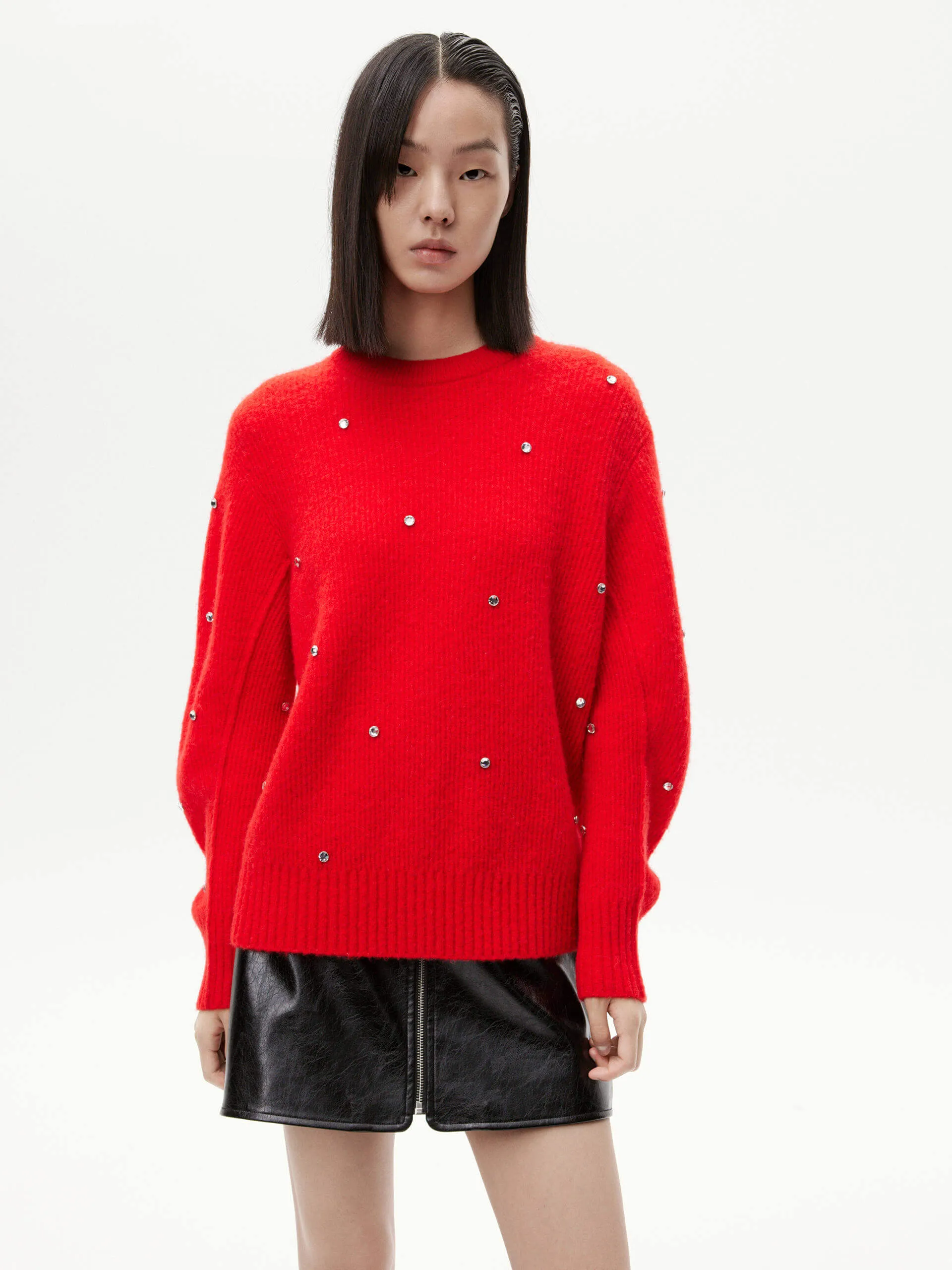 Rhinestone Detail Loose Sweater