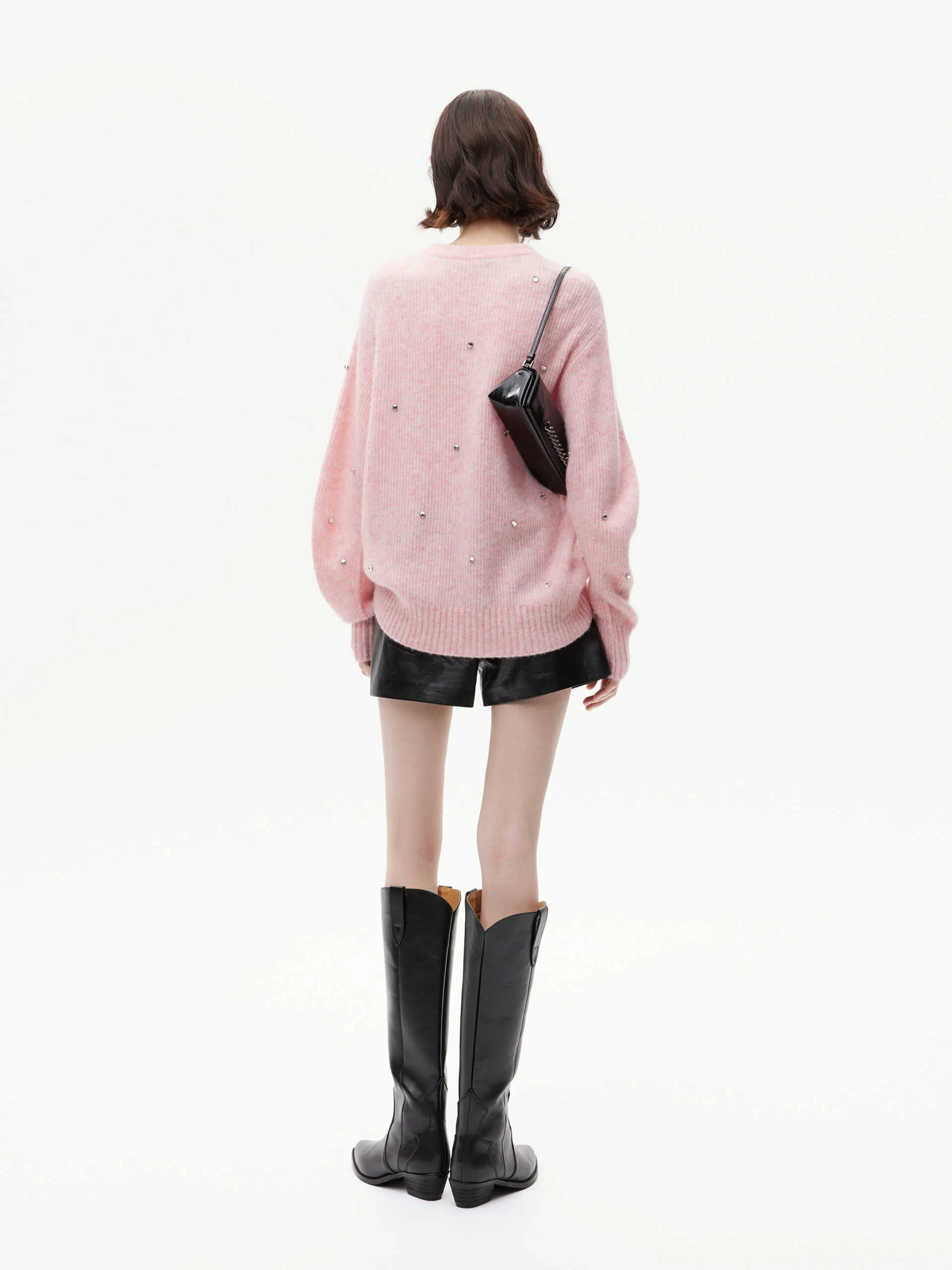 Rhinestone Detail Loose Sweater