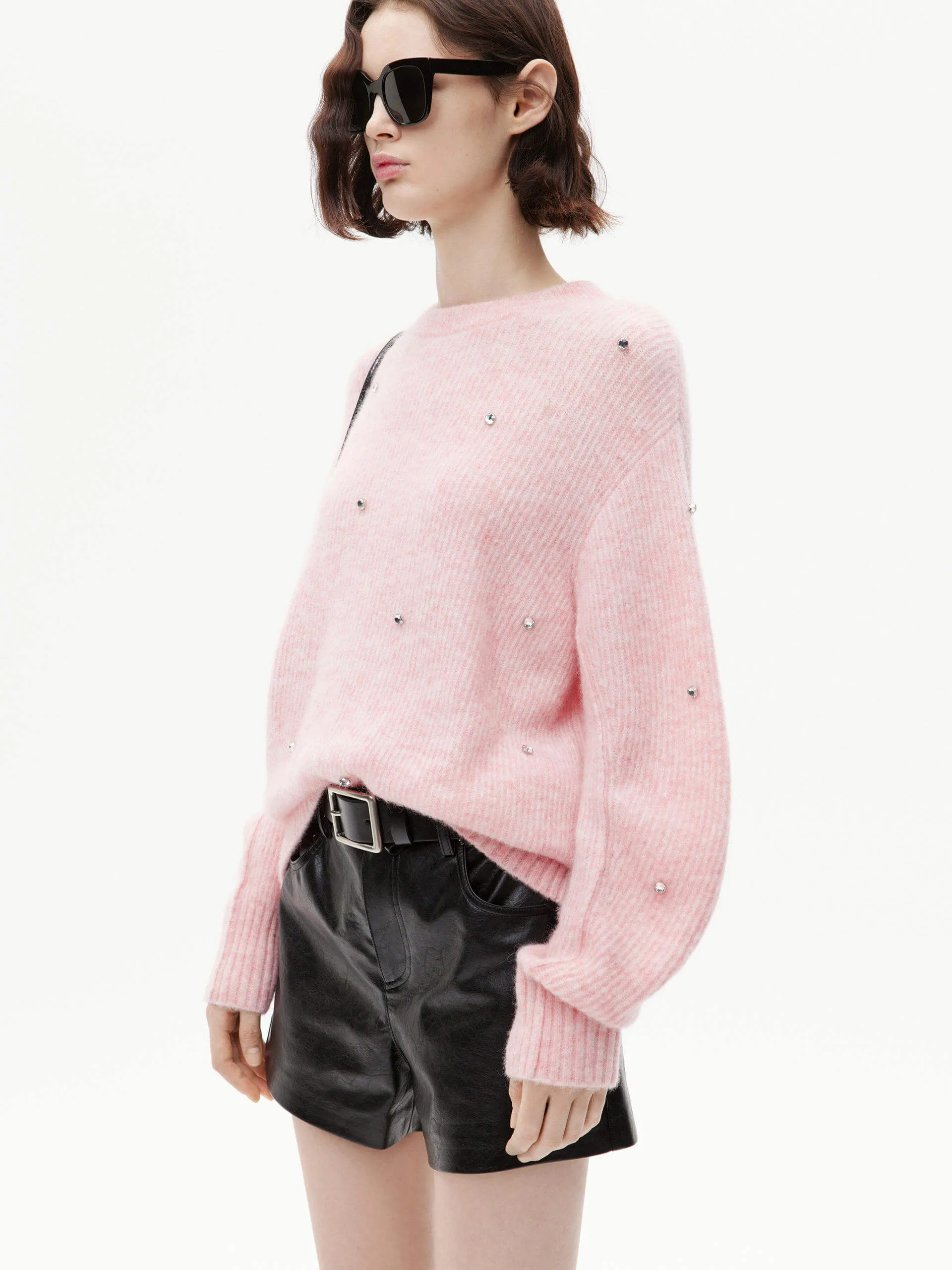 Rhinestone Detail Loose Sweater
