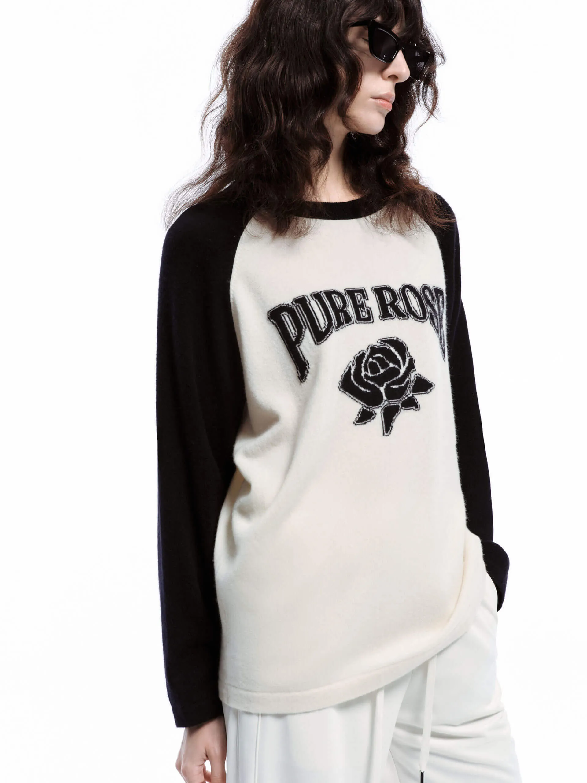 Rose Pattern Wool Sweater