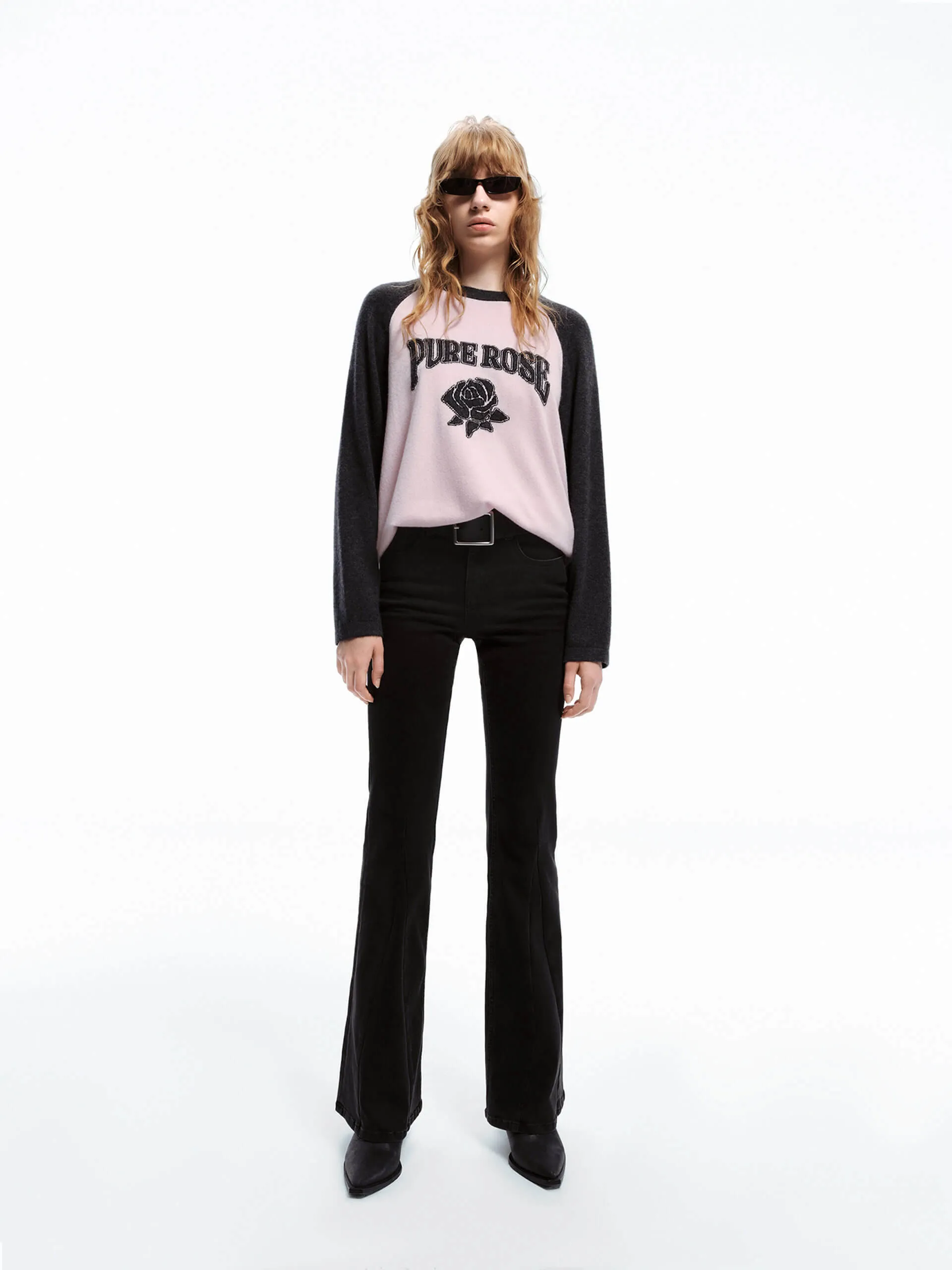 Rose Pattern Wool Sweater