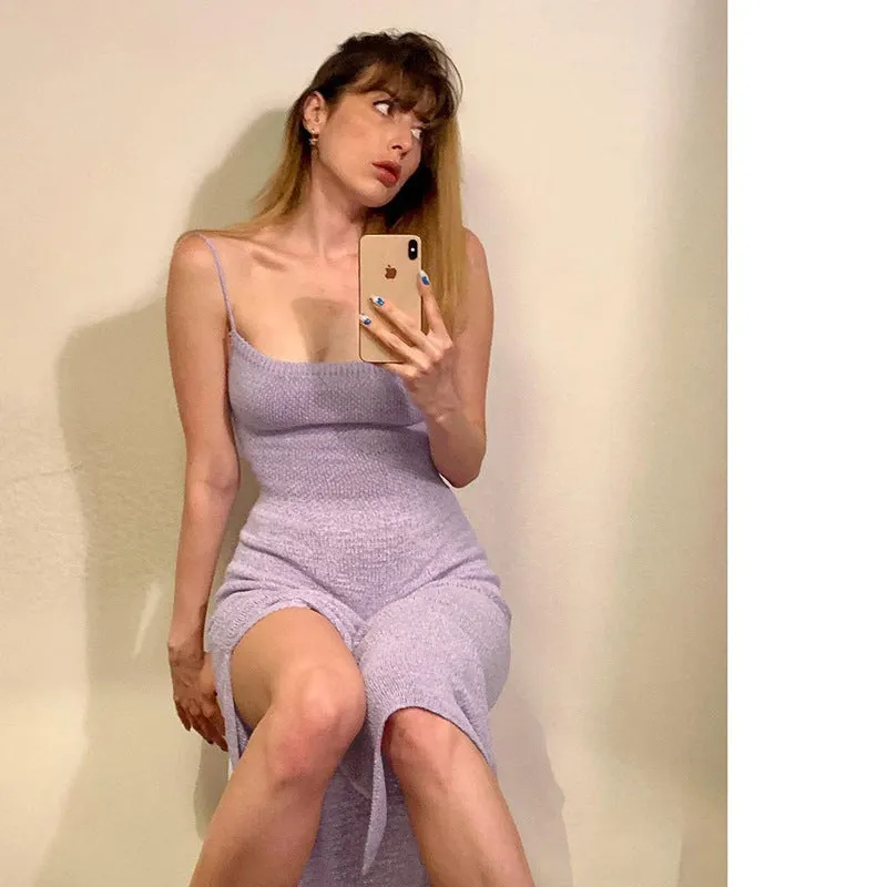 Sensual Backless High Slit Spaghetti Strap Maxi Dress