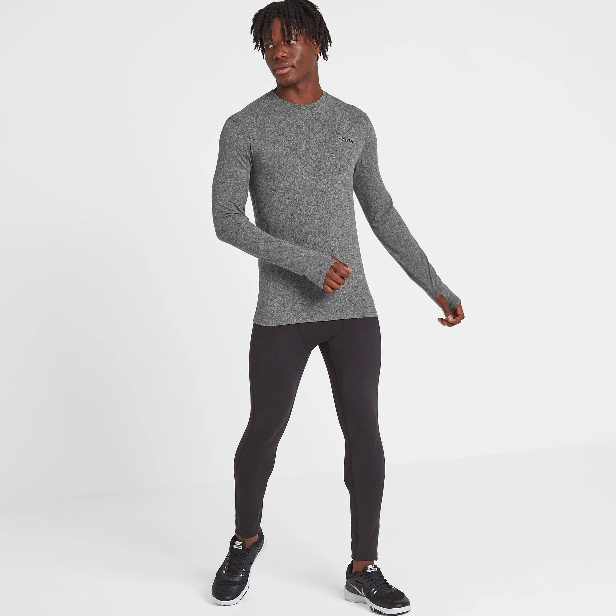 Snowdon Mens Thermal Base Layer Crew Neck - Grey Marl