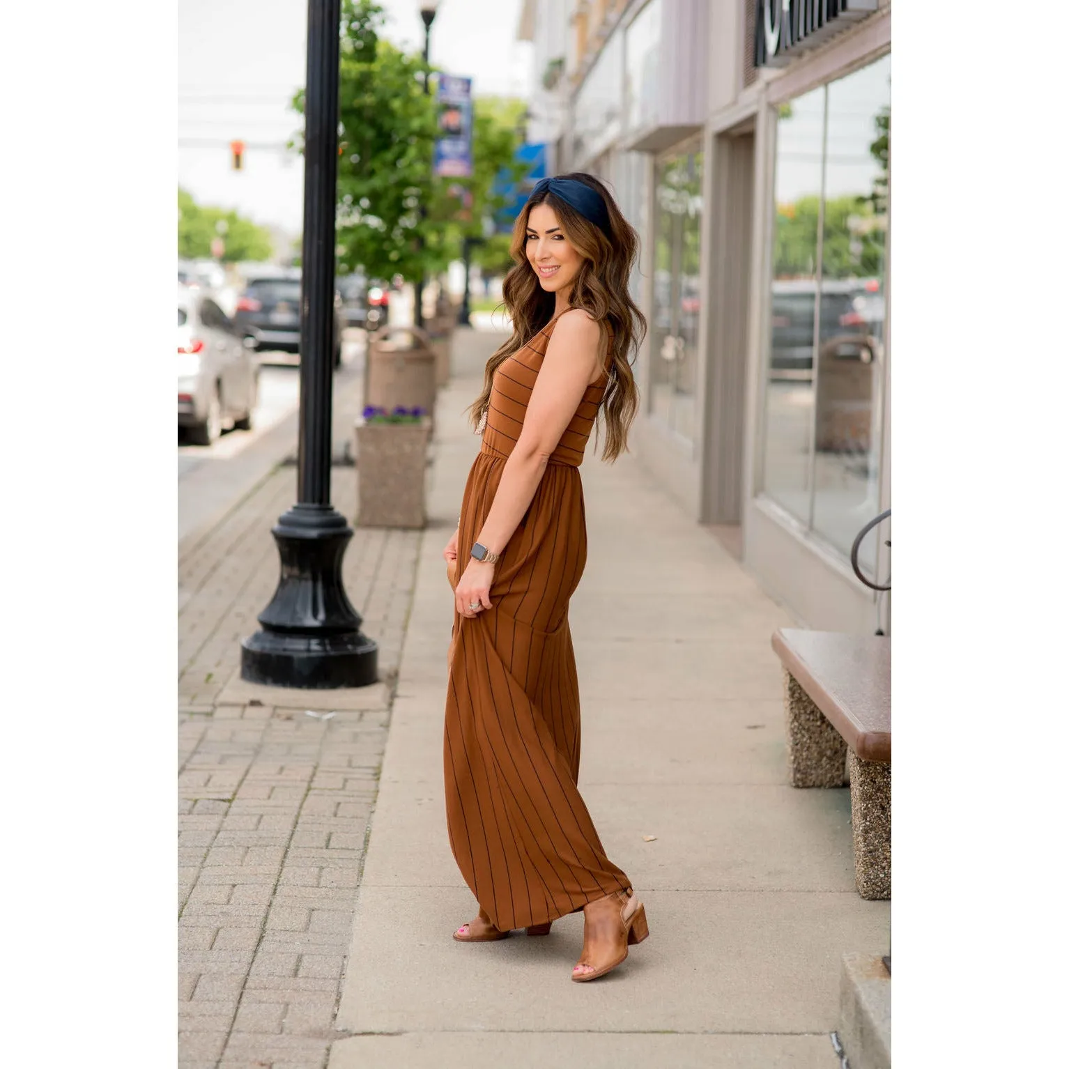 Striped Sleeveless Maxi
