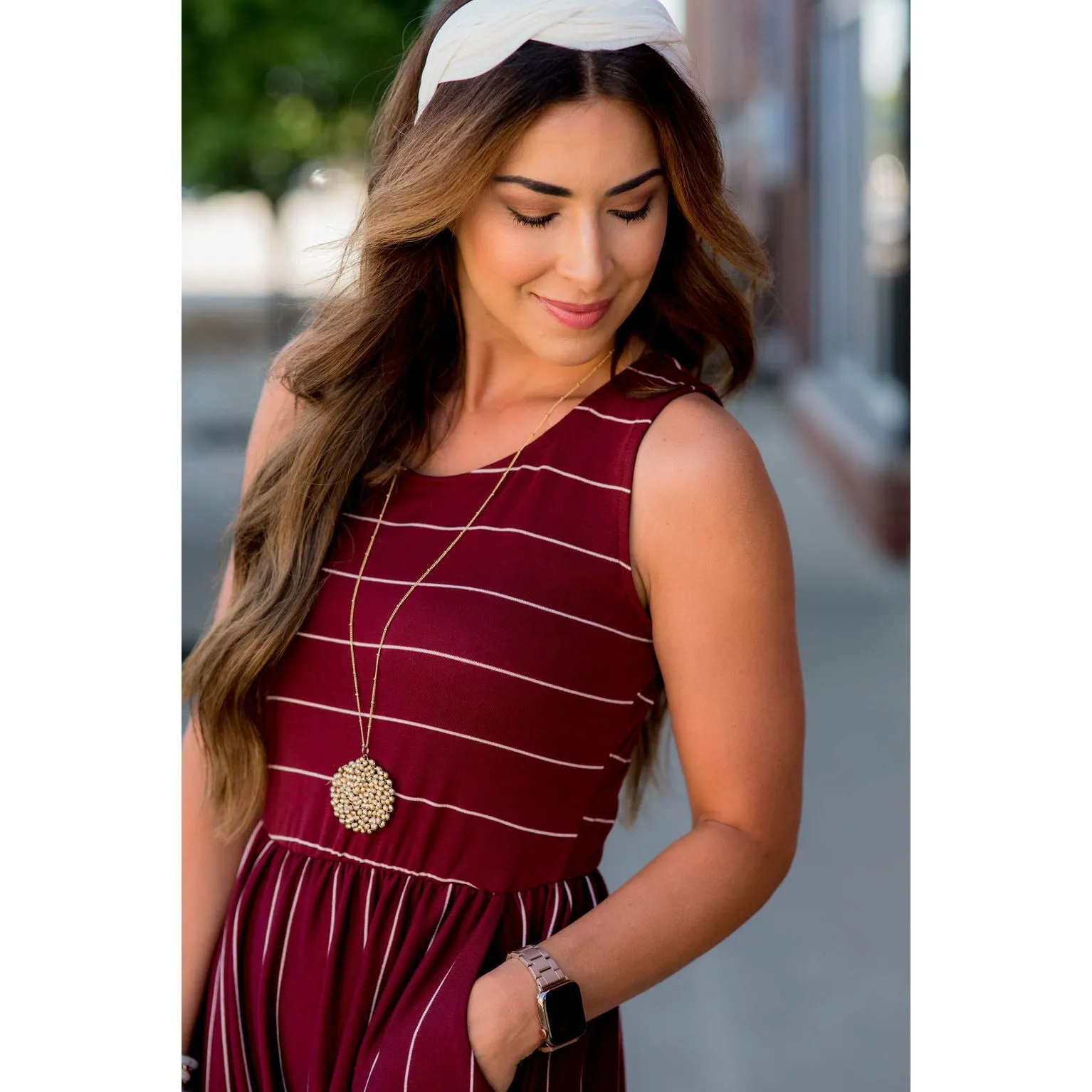 Striped Sleeveless Maxi
