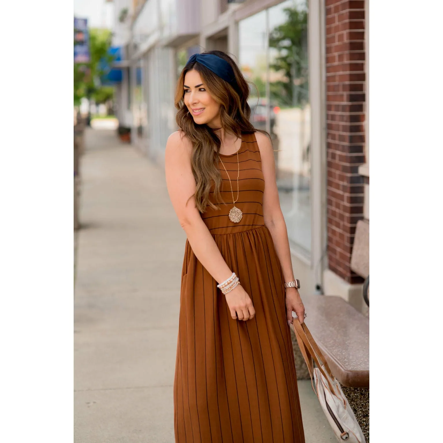 Striped Sleeveless Maxi
