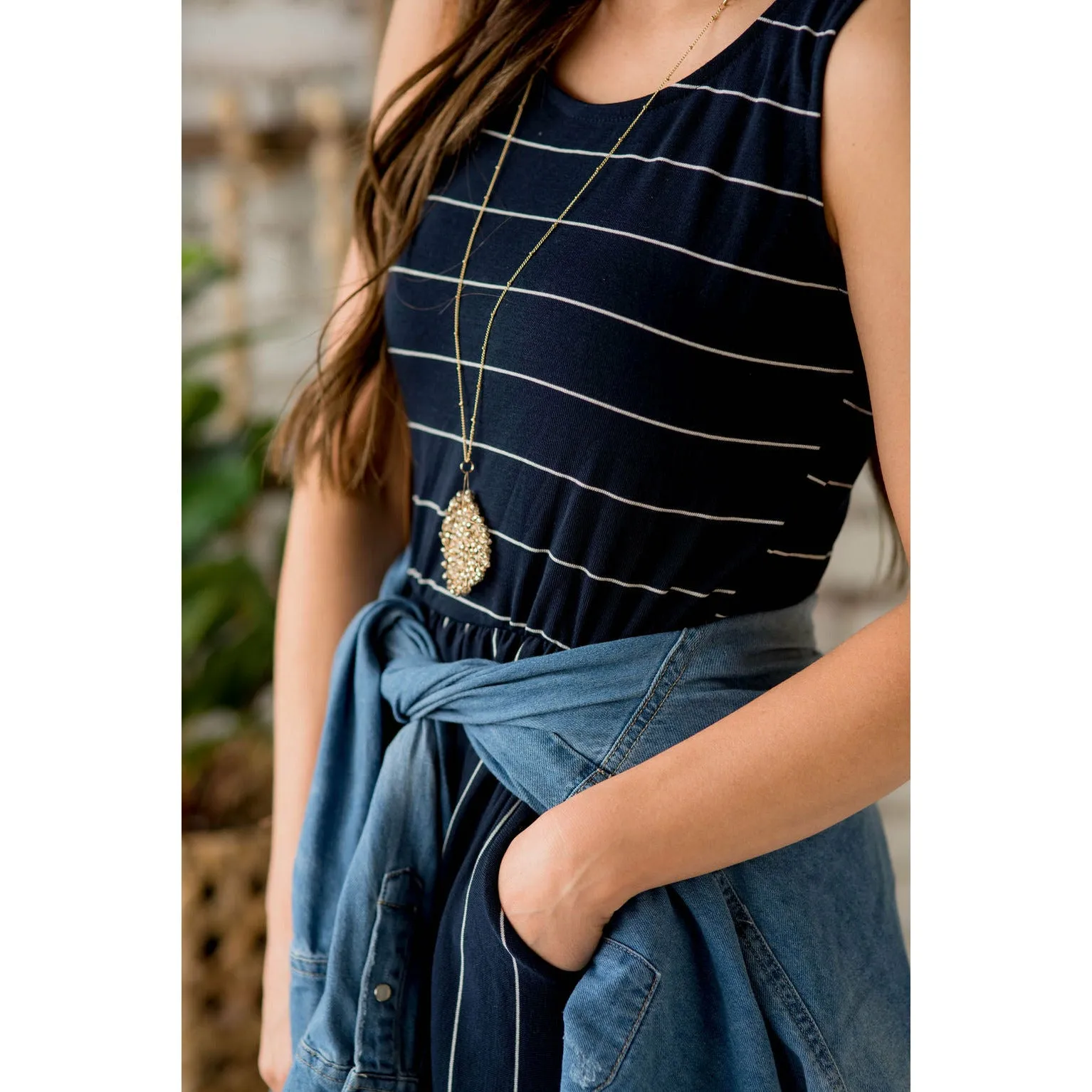 Striped Sleeveless Maxi