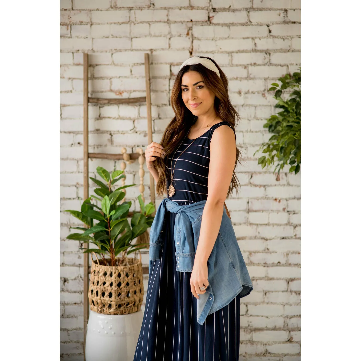 Striped Sleeveless Maxi