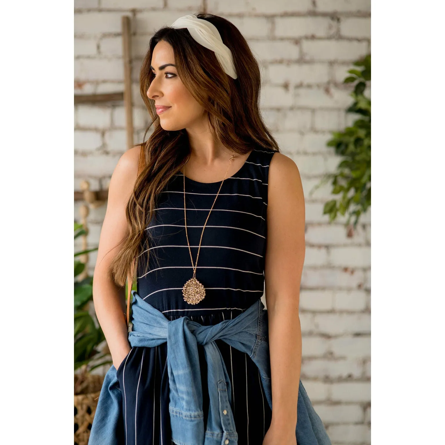 Striped Sleeveless Maxi