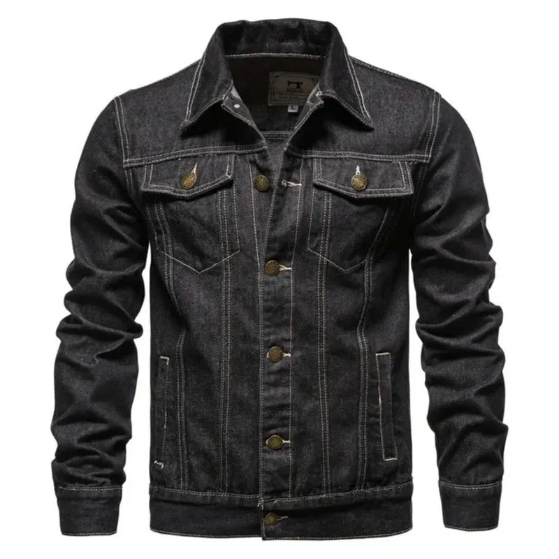Stylish Men's Denim Jacket – Casual Jeans Workwear, Loose Fit Tops, Youthful Solid Color Outerwear - Elegant Gift for Him