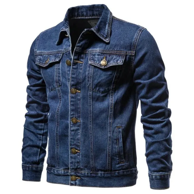 Stylish Men's Denim Jacket – Casual Jeans Workwear, Loose Fit Tops, Youthful Solid Color Outerwear - Elegant Gift for Him
