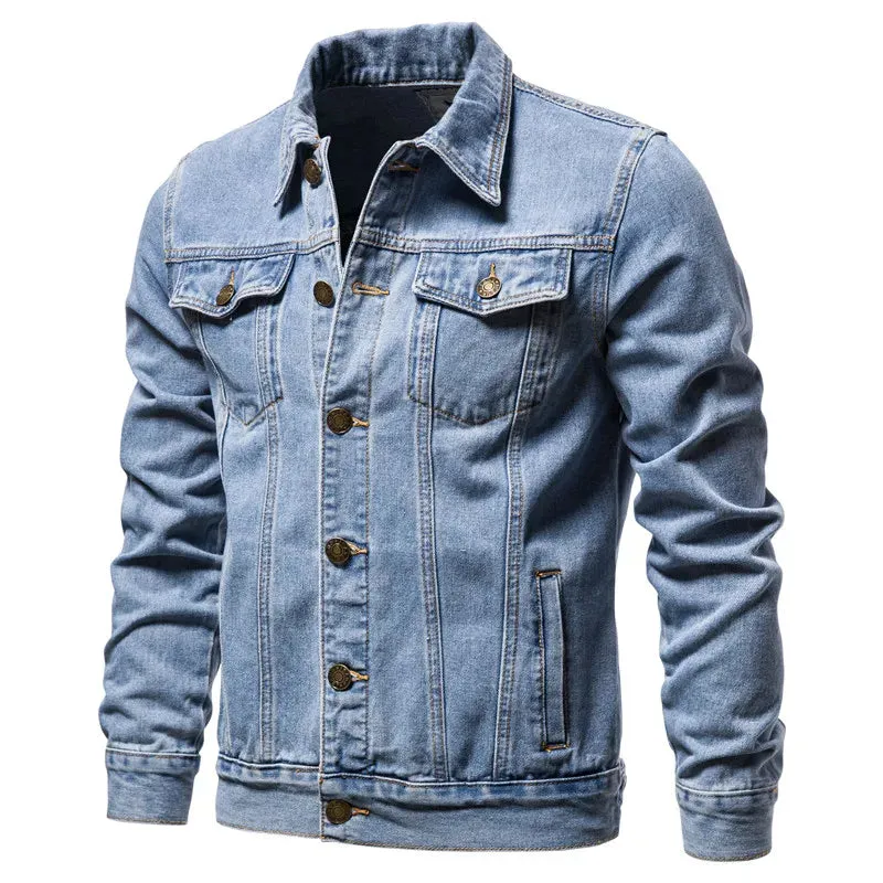 Stylish Men's Denim Jacket – Casual Jeans Workwear, Loose Fit Tops, Youthful Solid Color Outerwear - Elegant Gift for Him