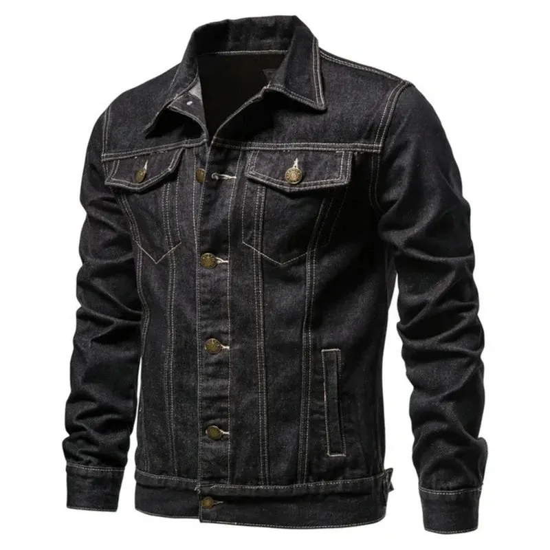 Stylish Men's Denim Jacket – Casual Jeans Workwear, Loose Fit Tops, Youthful Solid Color Outerwear - Elegant Gift for Him