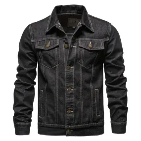 Stylish Men's Denim Jacket – Casual Jeans Workwear, Loose Fit Tops, Youthful Solid Color Outerwear - Elegant Gift for Him