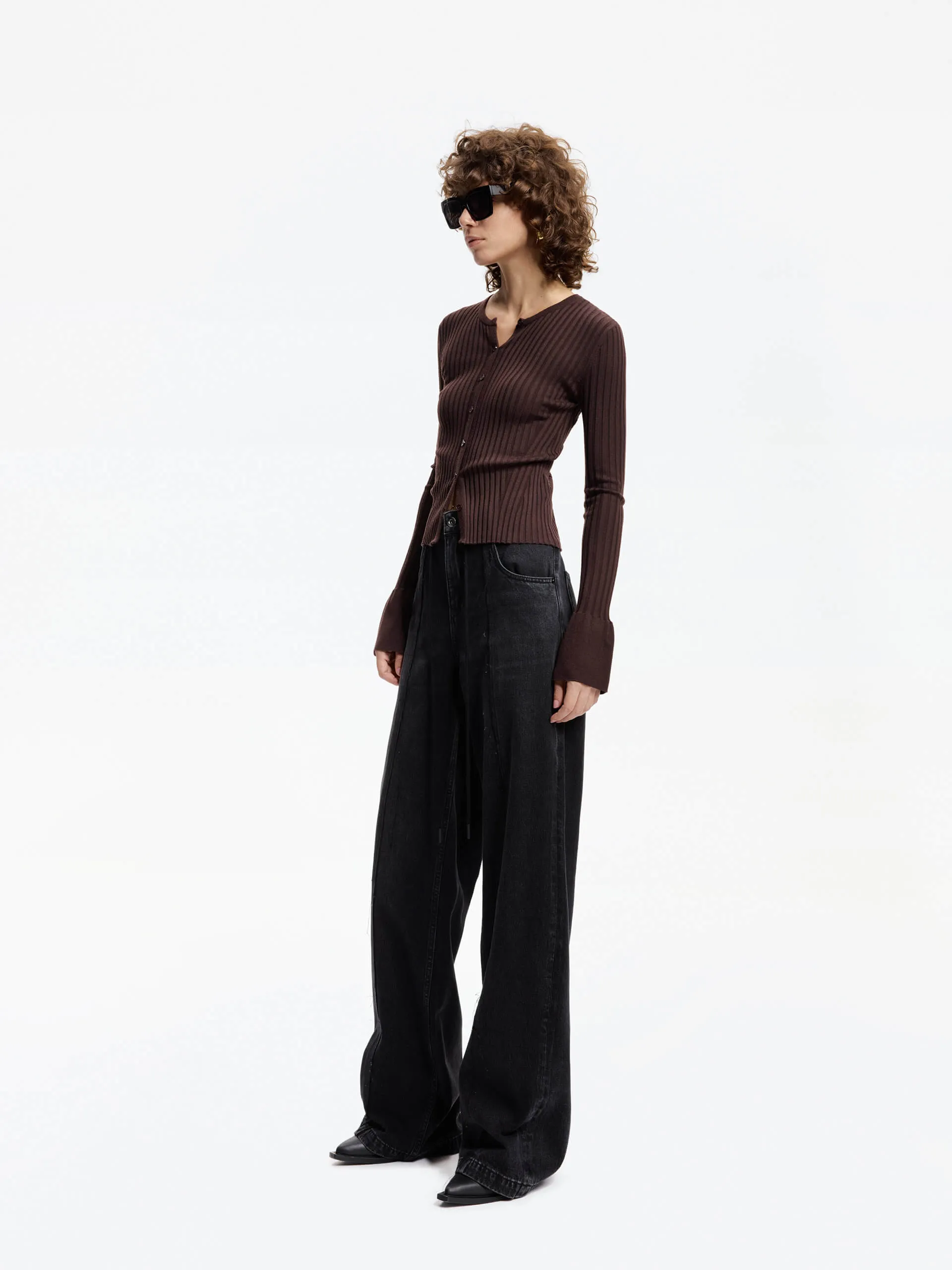 Trumpet Cuff Ribbed Sweater