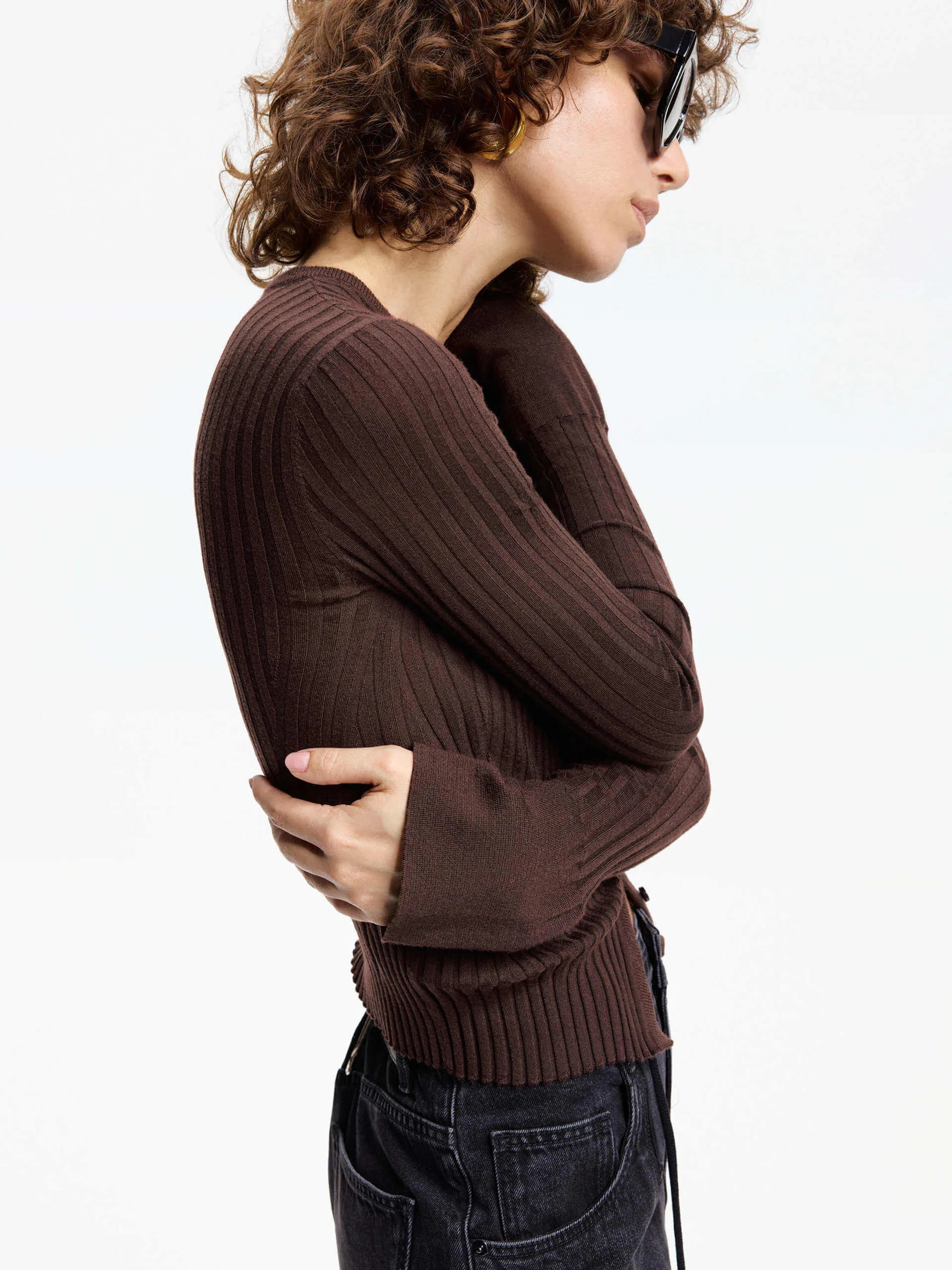Trumpet Cuff Ribbed Sweater