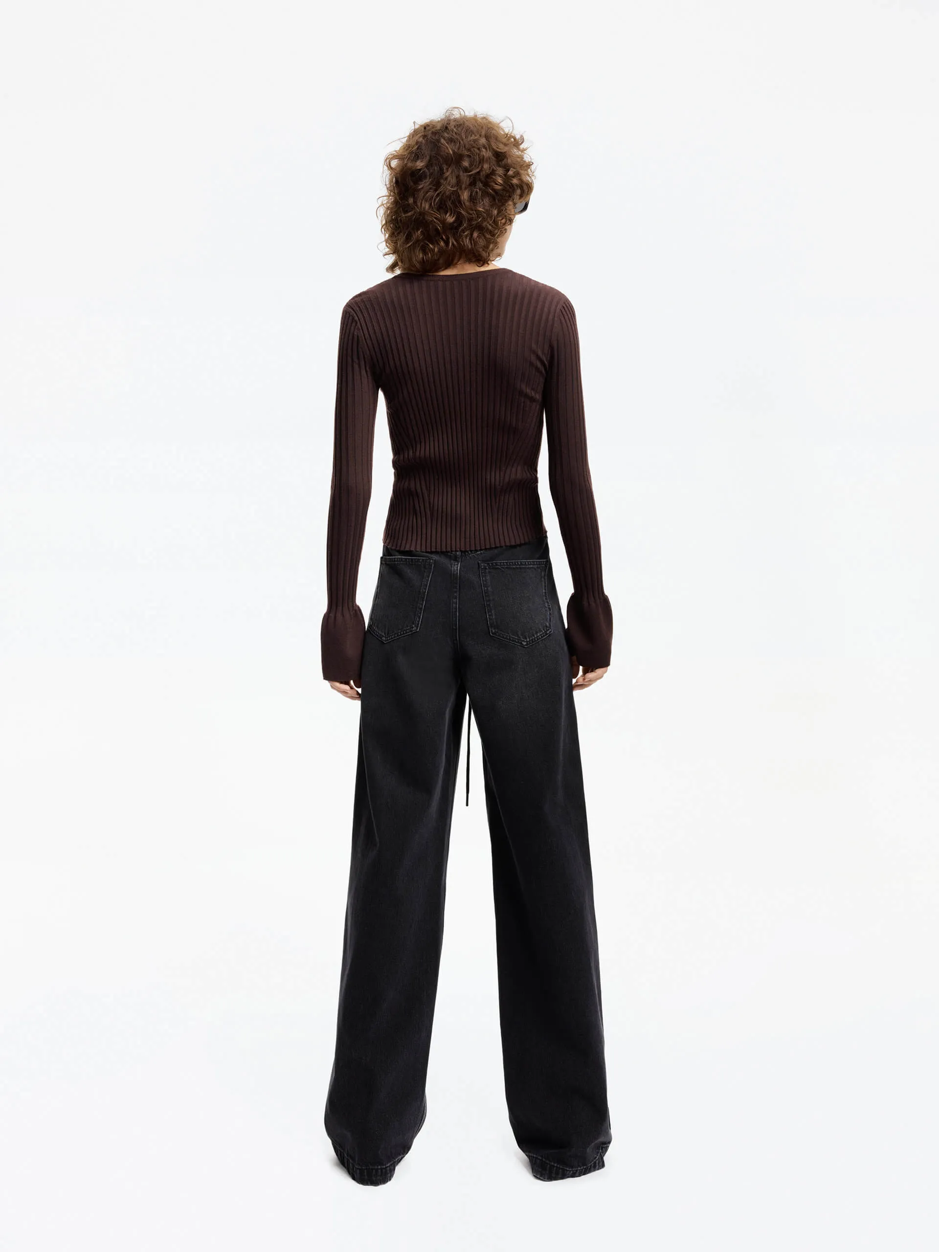 Trumpet Cuff Ribbed Sweater