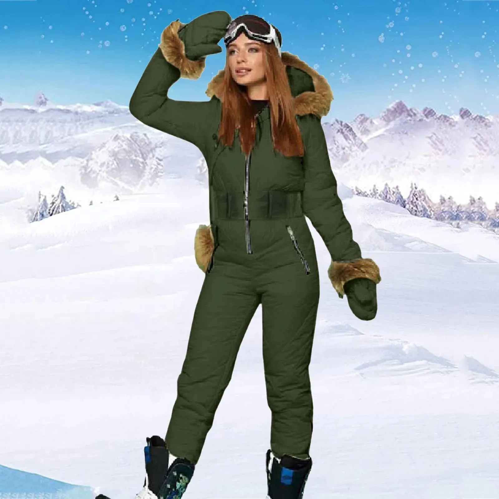 Winter Adventure Awaits Stay Warm and Stylish with Our Women's Hooded Ski Jumpsuit – Your Perfect Companion for Outdoor Sports