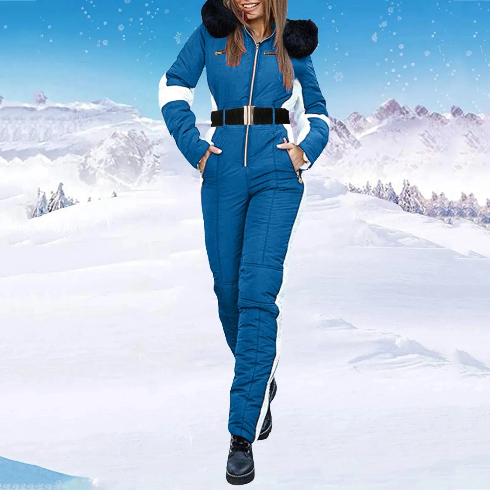 Winter Adventure Awaits Stay Warm and Stylish with Our Women's Hooded Ski Jumpsuit – Your Perfect Companion for Outdoor Sports