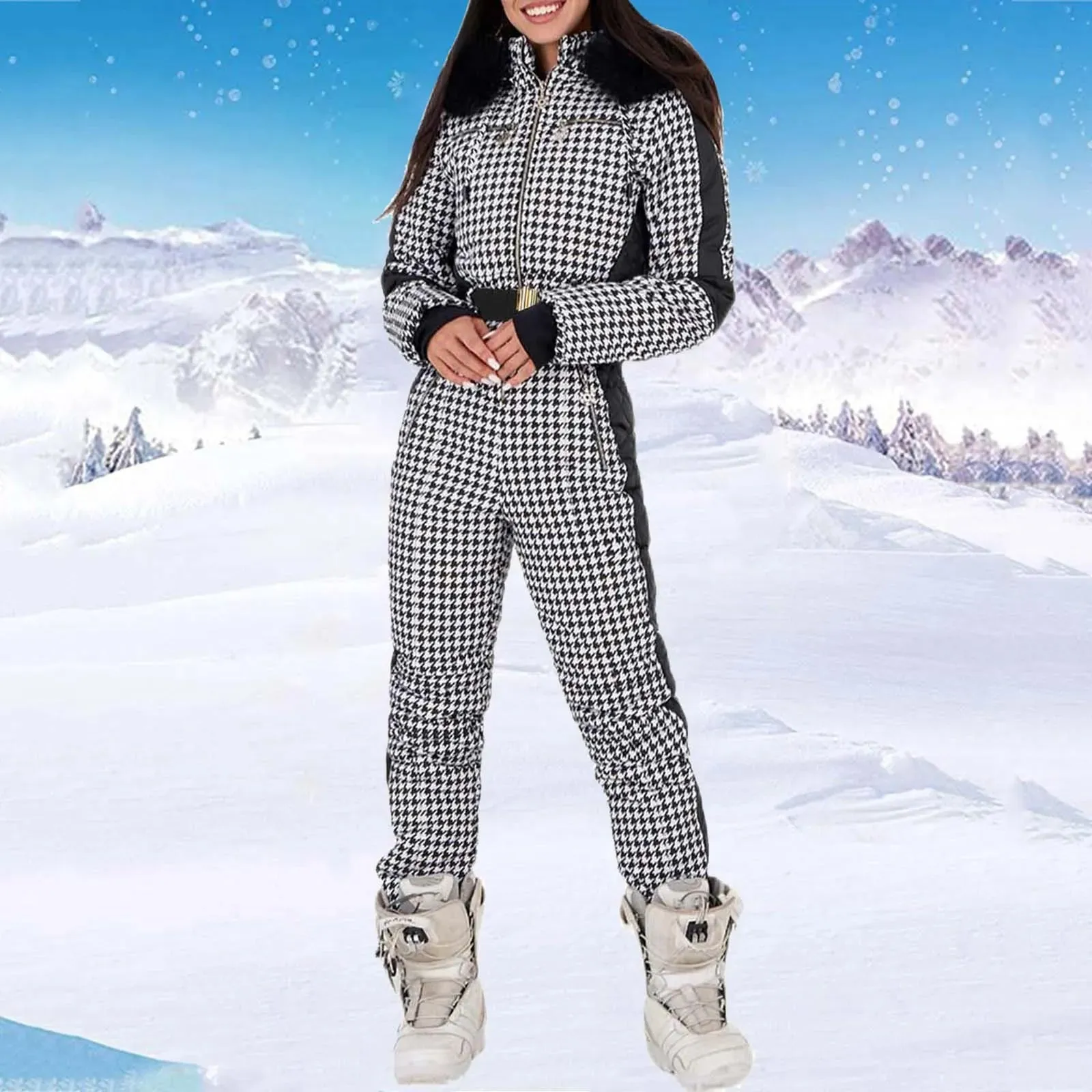 Winter Adventure Awaits Stay Warm and Stylish with Our Women's Hooded Ski Jumpsuit – Your Perfect Companion for Outdoor Sports