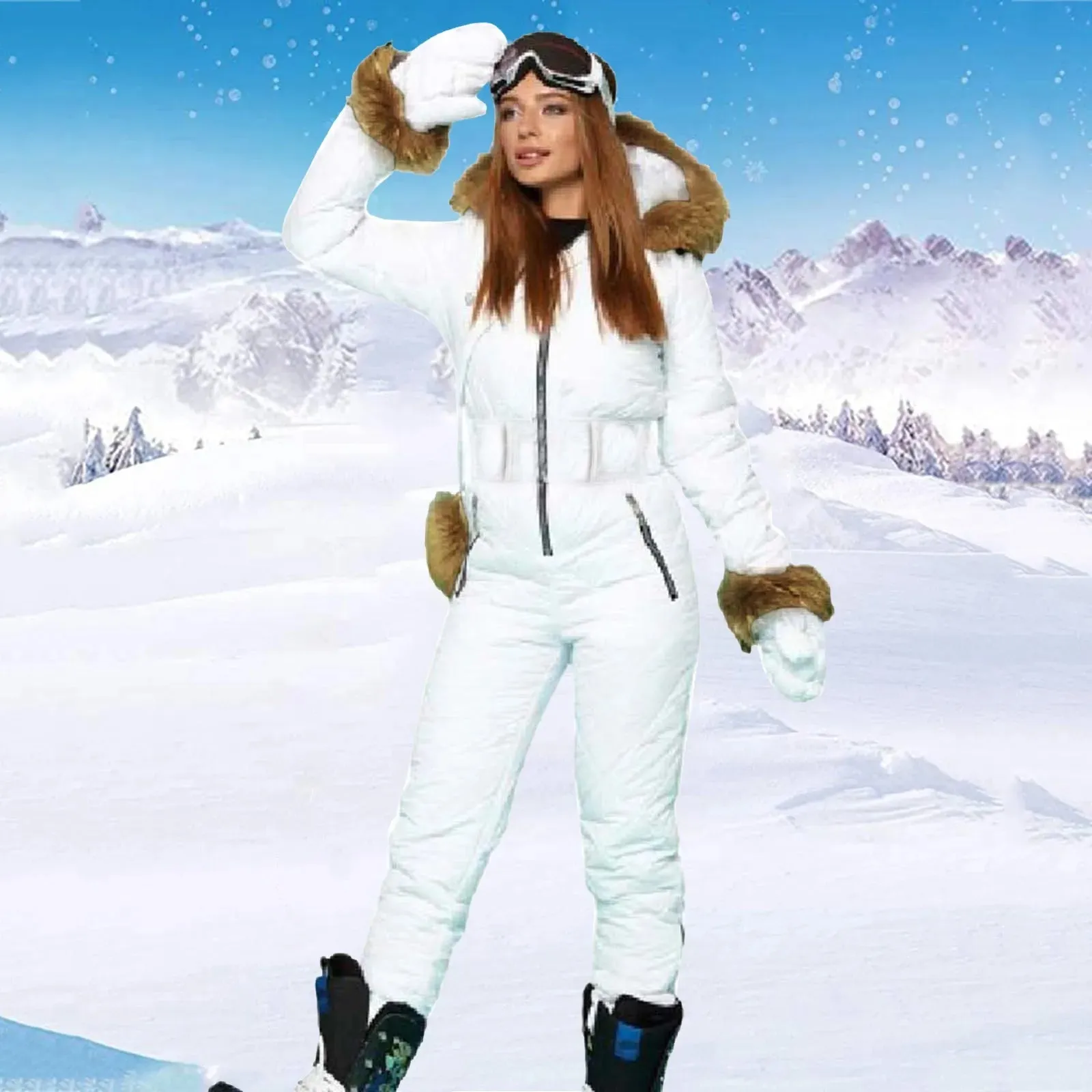 Winter Adventure Awaits Stay Warm and Stylish with Our Women's Hooded Ski Jumpsuit – Your Perfect Companion for Outdoor Sports