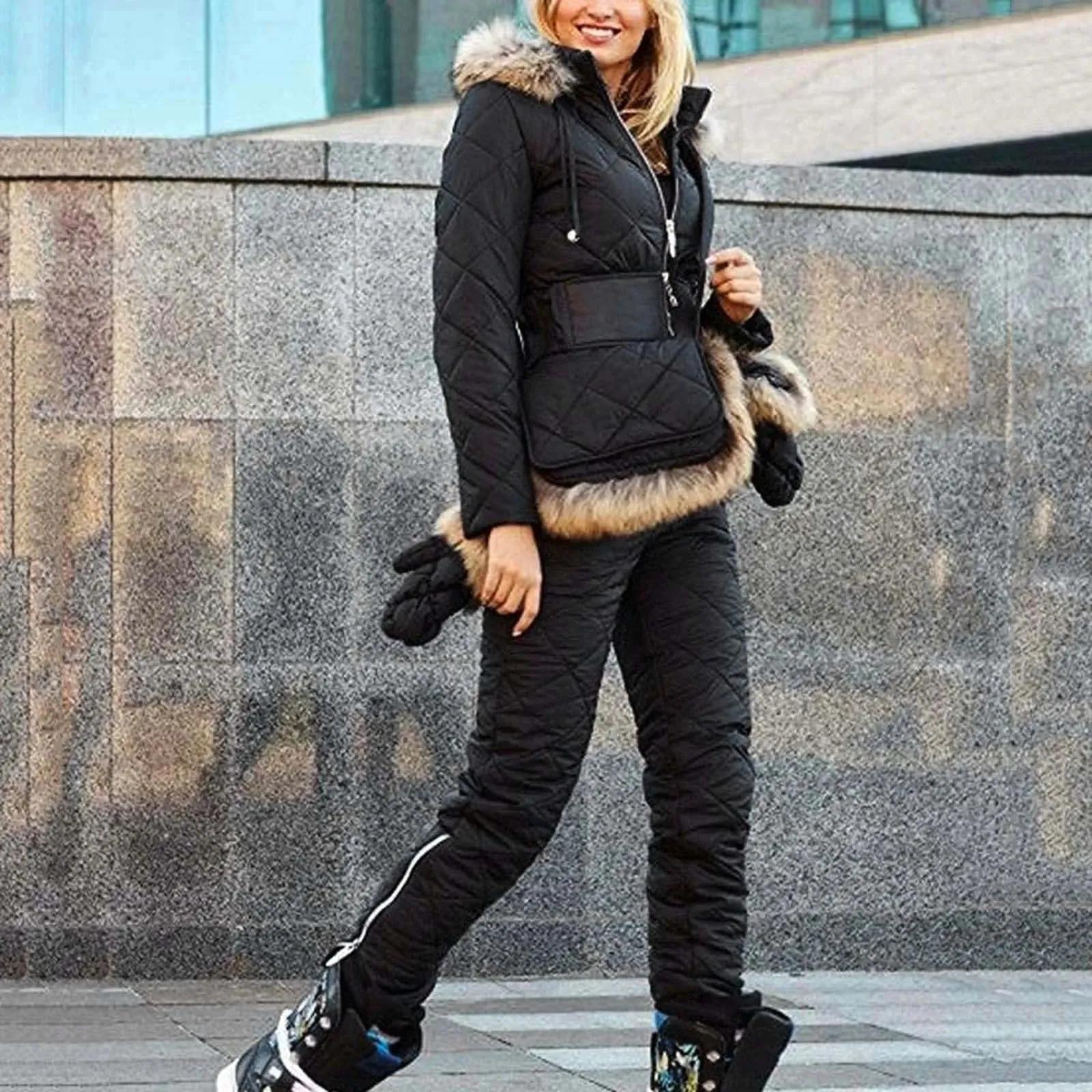 Winter Adventure Awaits Stay Warm and Stylish with Our Women's Hooded Ski Jumpsuit – Your Perfect Companion for Outdoor Sports