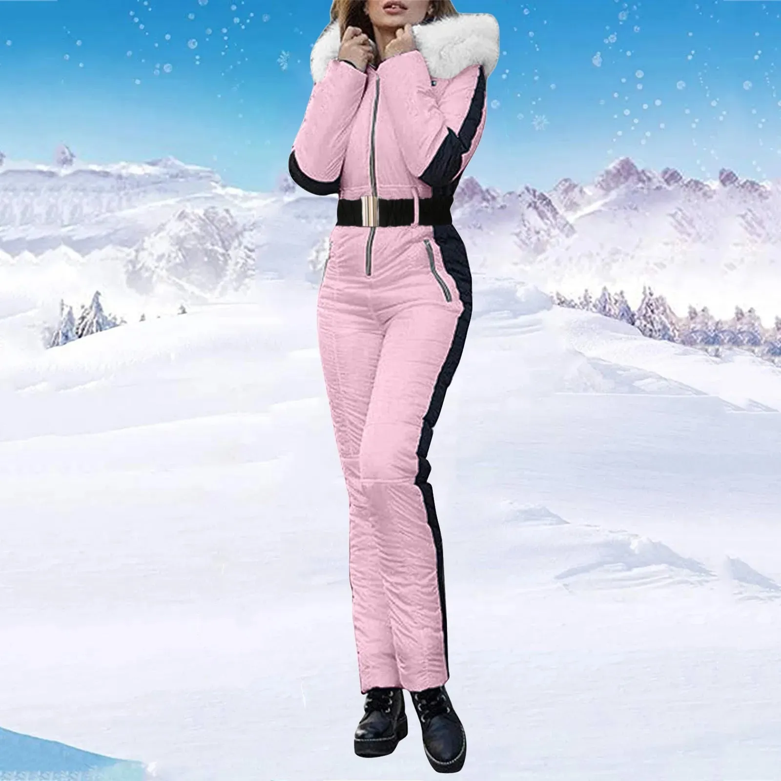 Winter Adventure Awaits Stay Warm and Stylish with Our Women's Hooded Ski Jumpsuit – Your Perfect Companion for Outdoor Sports