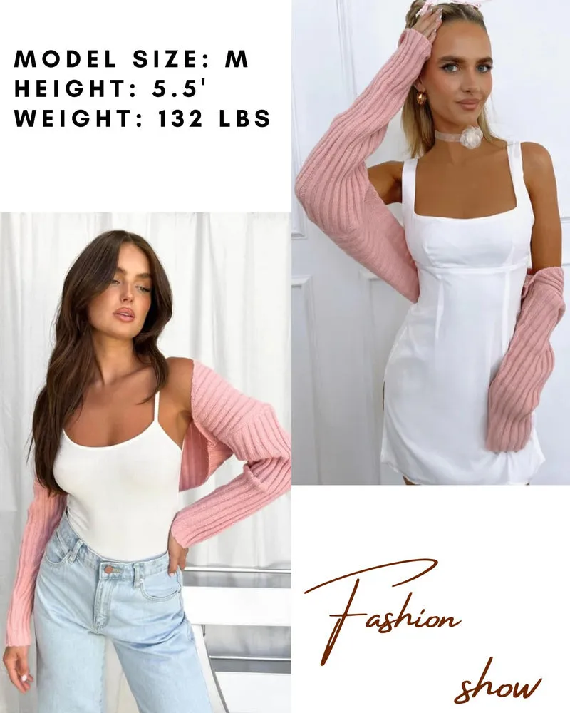 Zeagoo Women's 2023 Fall Winter Cardigan Sweater Long Sleeve Open Front Shrug Drop Shoulder Ribbed Knit Bolero Crop Top